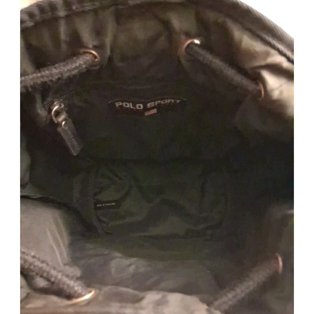 Polo Sport‎ Ralph Lauren Black Nylon Drawstring Backpack Bucket Bag Vintage - Picture 5 of 6